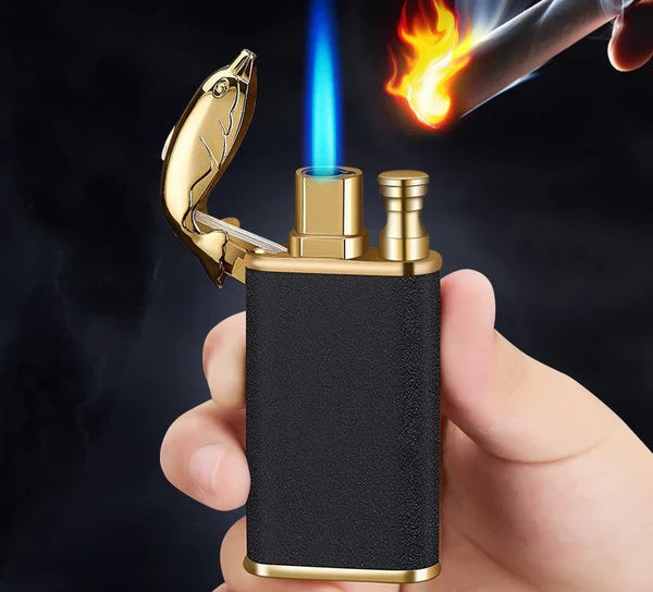 Briquet de luxe à levier avec montre intégrée