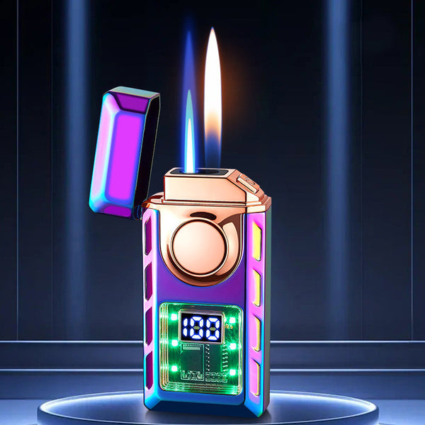 Briquet Double Flamme Haute Performance avec Éclairage Multicolore